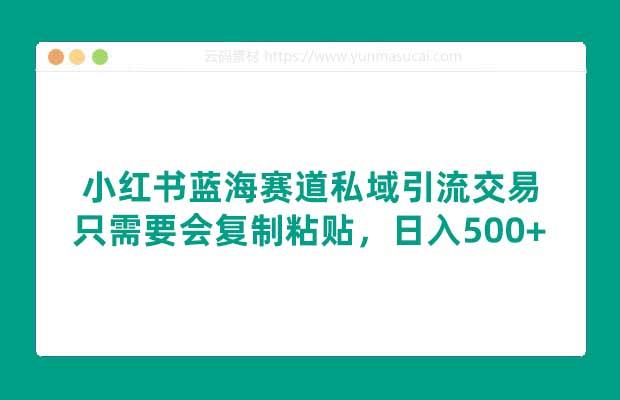 小红书蓝海赛道 私域引流交易 只需要会复制粘贴 日入500+ 附6.7T项目资料